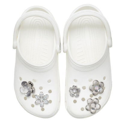 Jibbitz Monochrome Silver Flowers 5 Pack