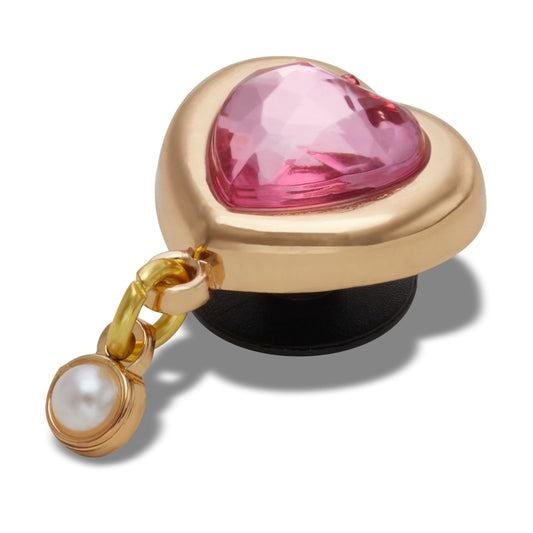 Jibbitz Gold Heart Gem With Pearl