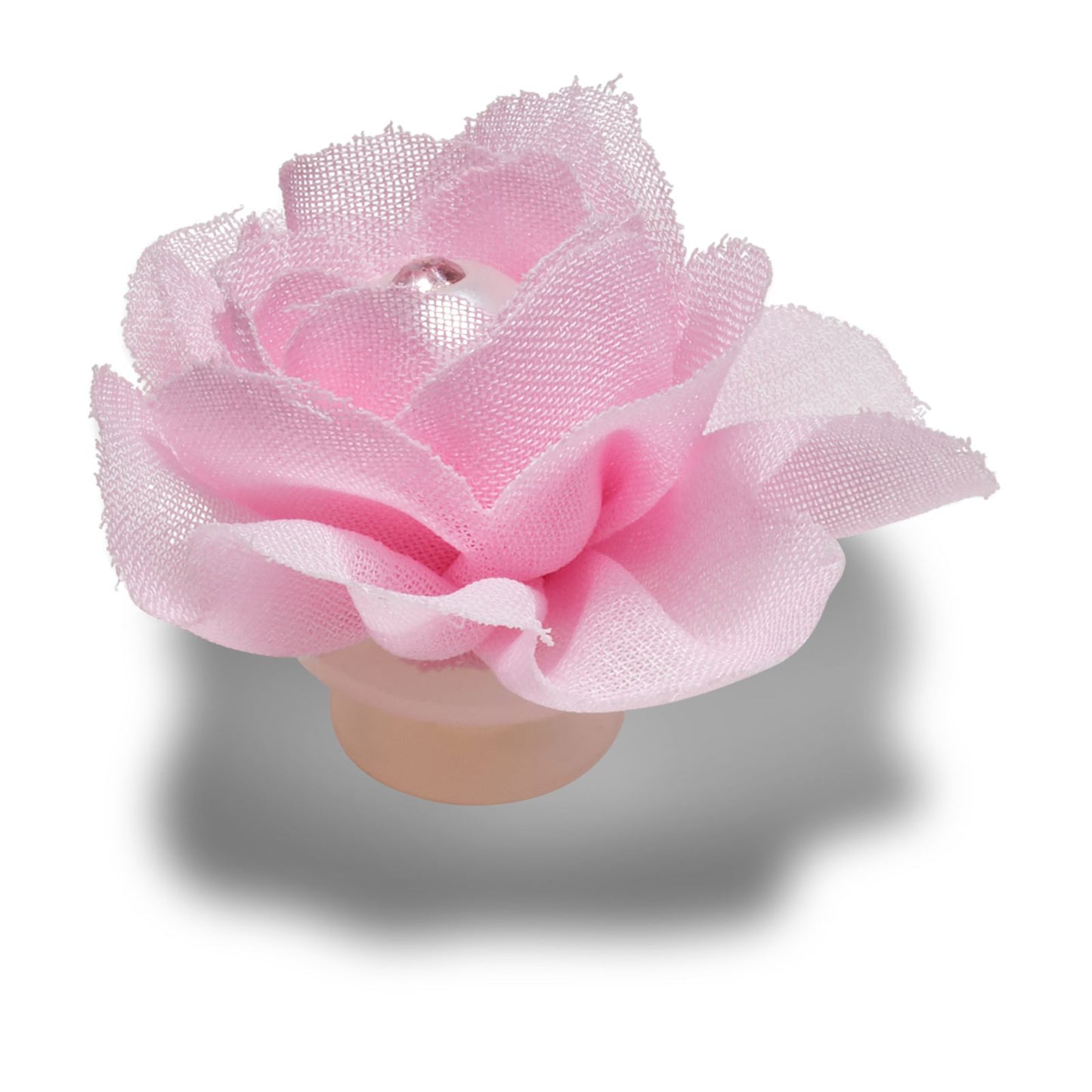 Pink Fabric Flower With Pearl Unisex Multi Jibbitz