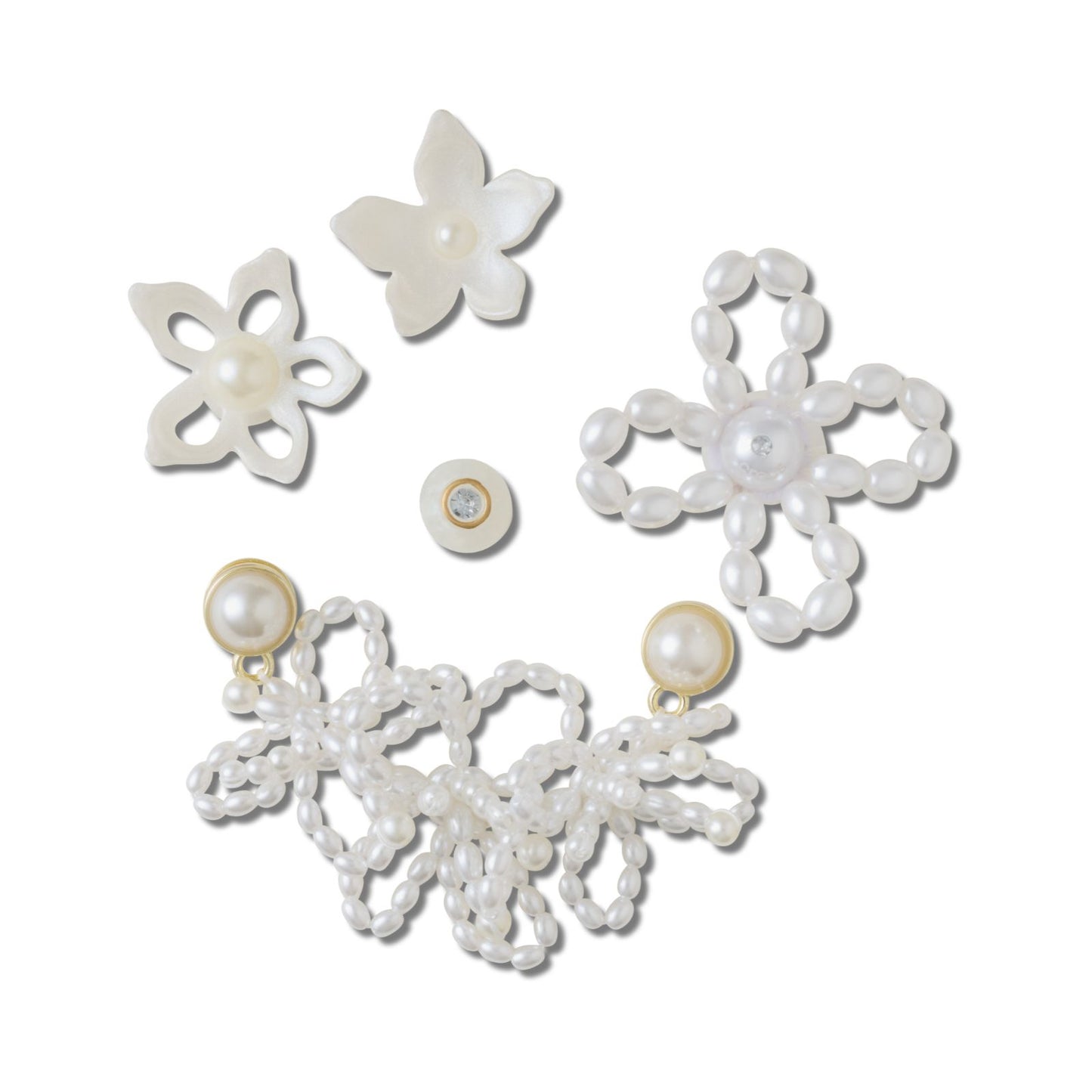 White Pearl Beaded 5 Pack Unisex Multi Jibbitz