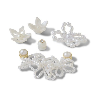 White Pearl Beaded 5 Pack Unisex Multi Jibbitz