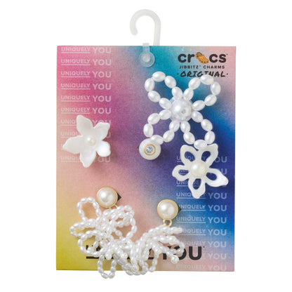 White Pearl Beaded 5 Pack Unisex Multi Jibbitz