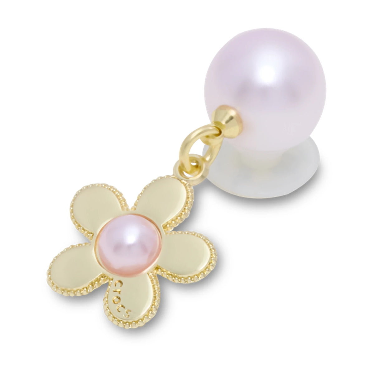 Pink Pearl And Gold Flower Jibbitz